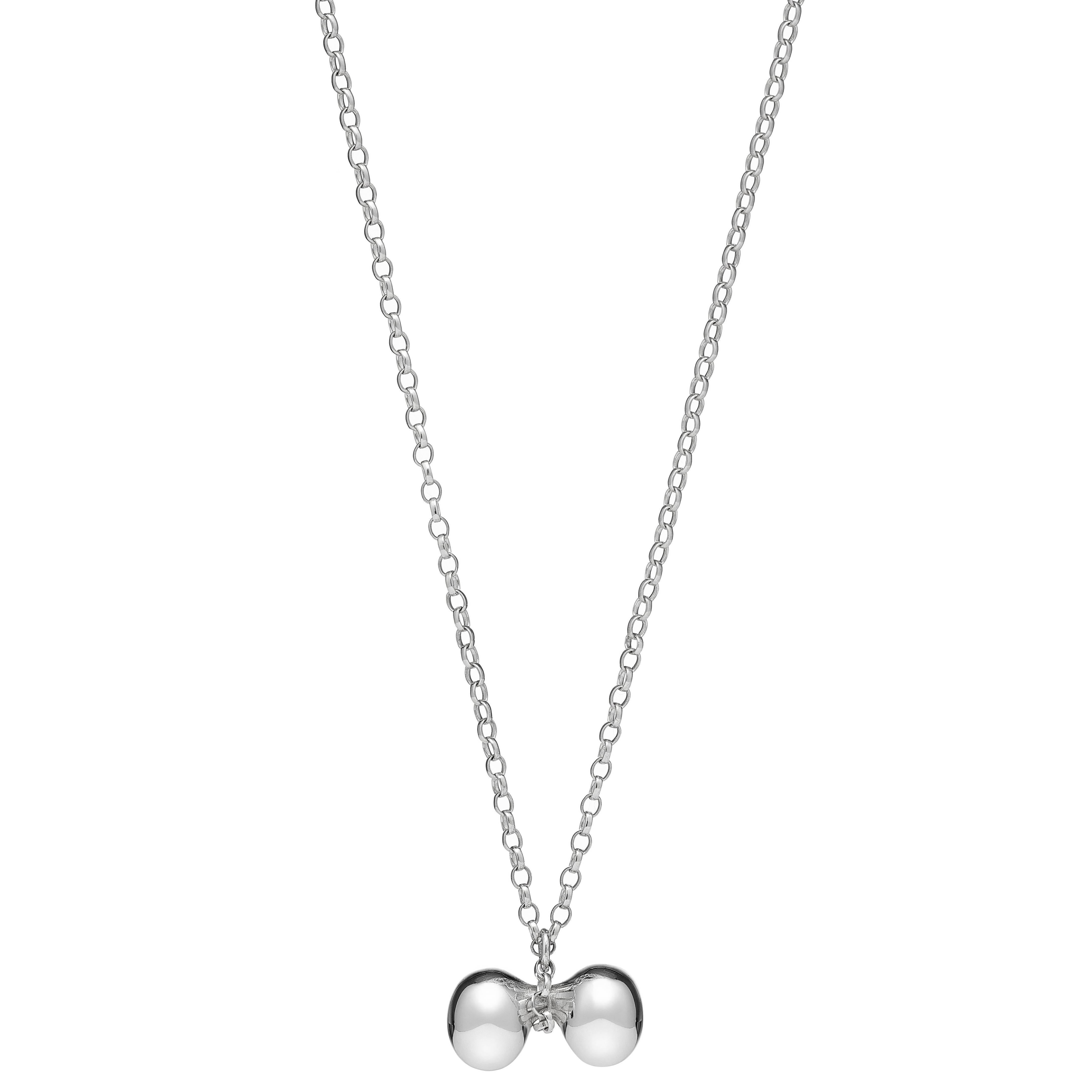 Ballz Silver Pendant on Fine Chain with Magnetic Clasp For Sale