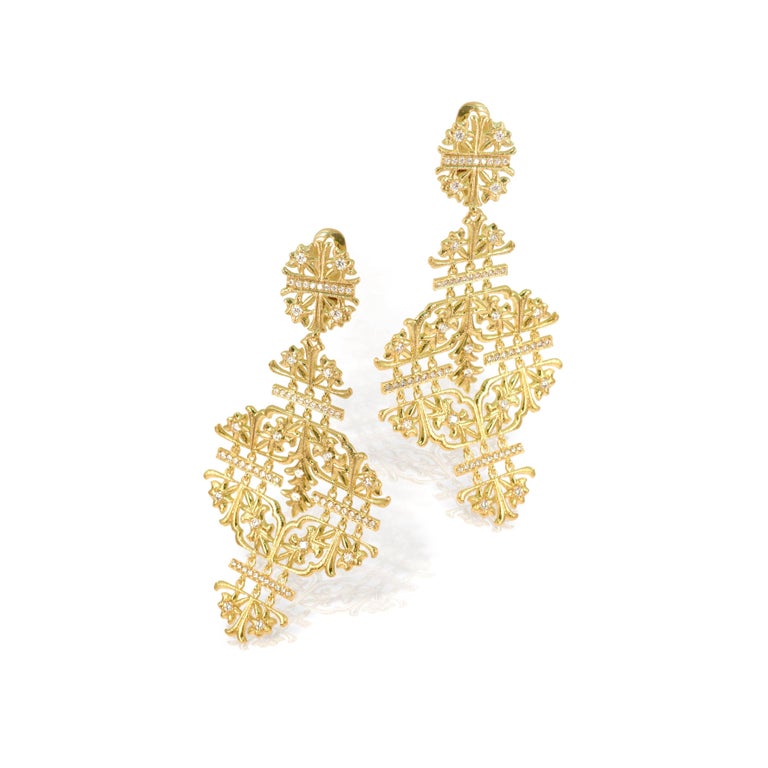 LALAoUNIS Aurelia Chandelier Earrings in 18 Karat Gold with Diamonds ...