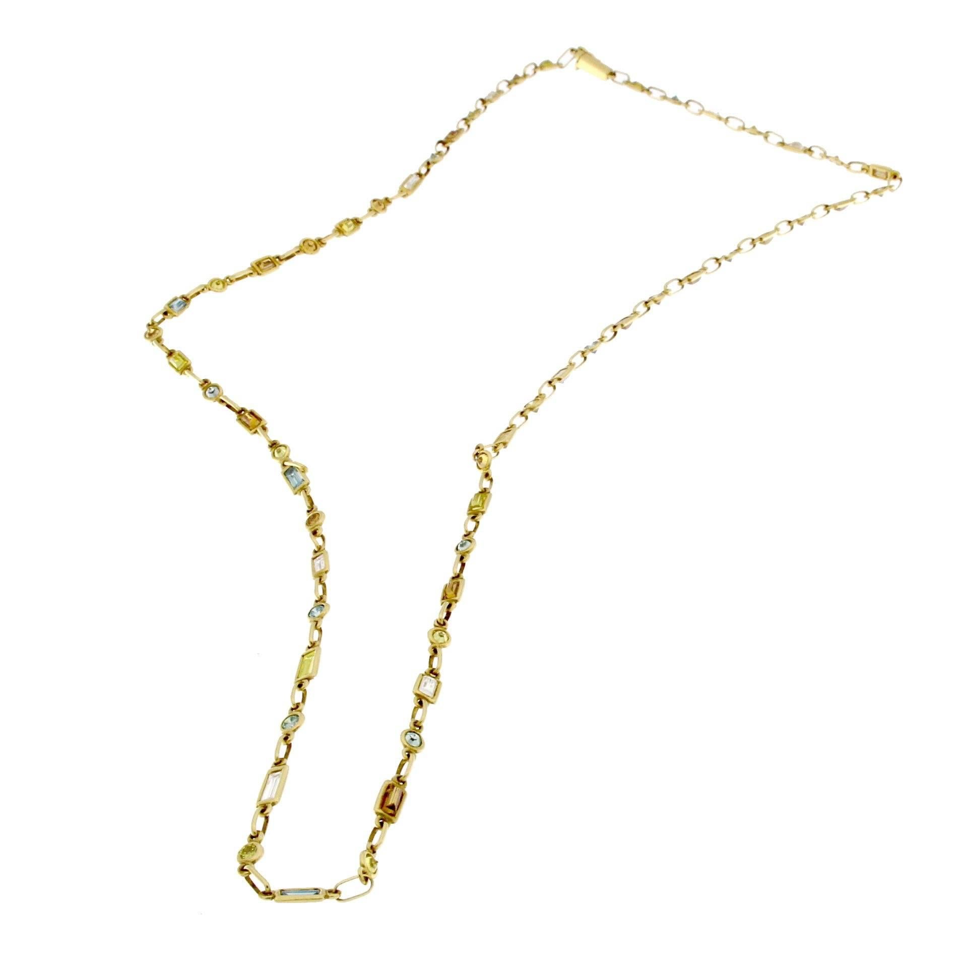 Bombarded Diamonds Necklace in 18 Karat Gold For Sale