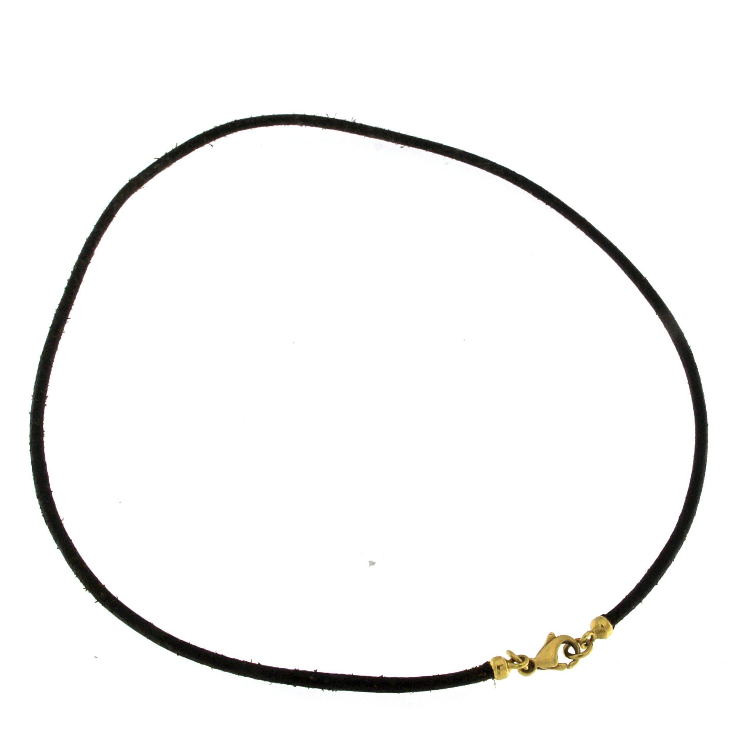 Leather Cord with Lobster Clasp in Yellow Gold