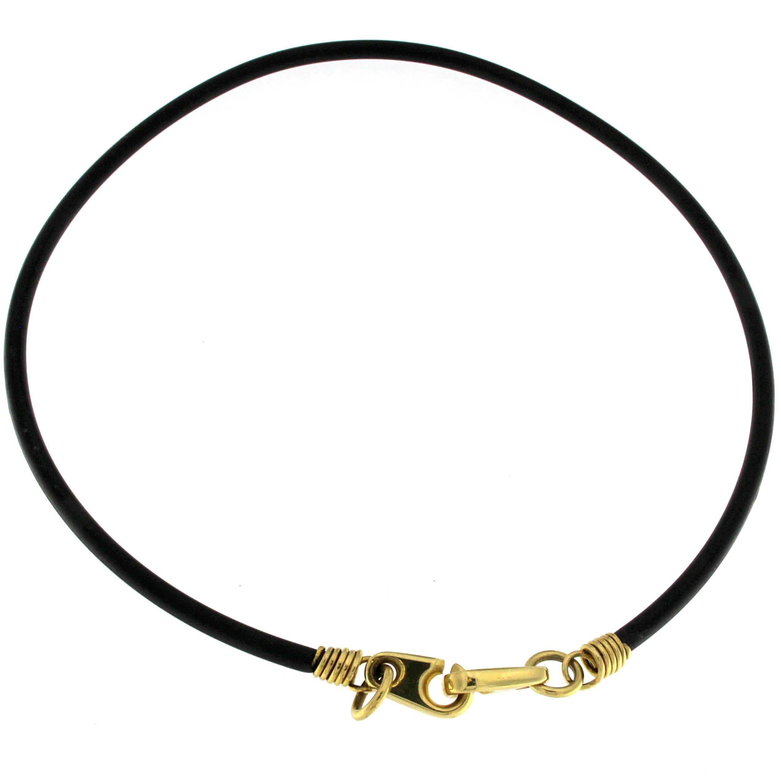 Rubber Cord with Lobster Clasp in Yellow Gold