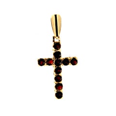Vintage Christian Cross Gold and Garnet in 18 Karat