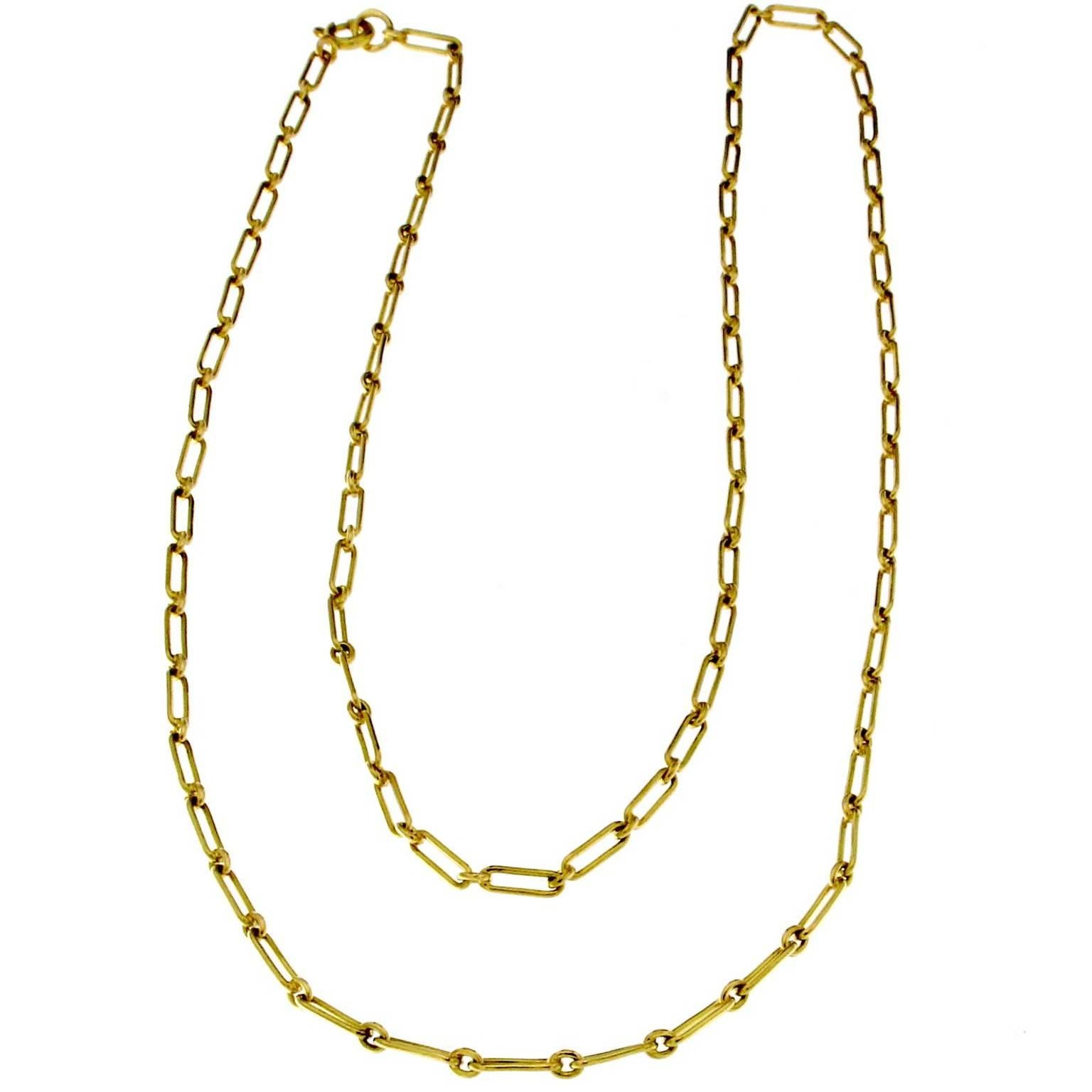 Handcrafted Long Yellow Gold Chain in 18 Karat