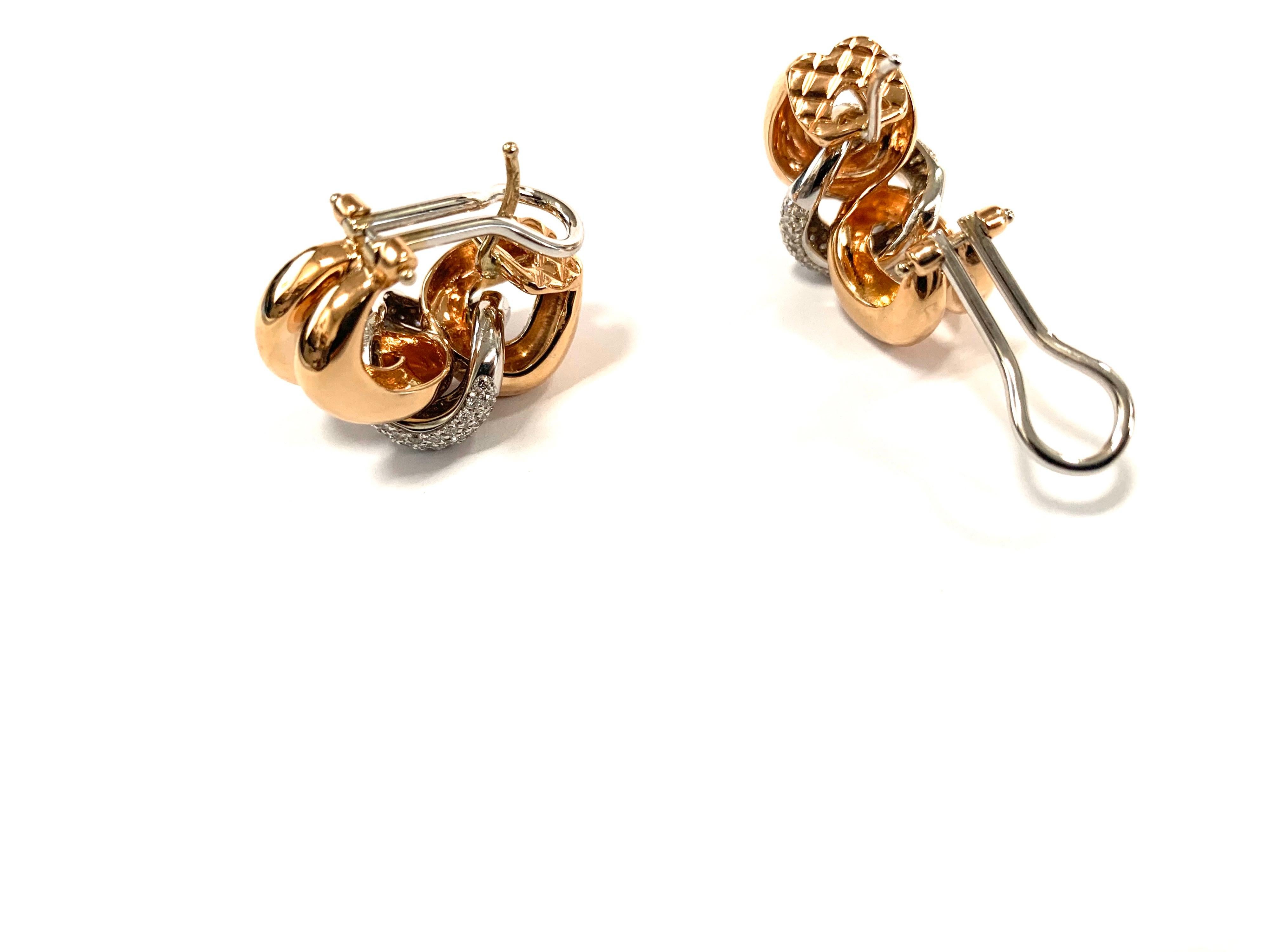 Classic Groumette Earrings 18 Karat Rose Gold and Diamonds In New Condition For Sale In Milano, Lombardia