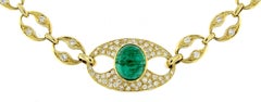 18 Karat Gold Emerald Necklace with White Diamonds - Micheletto