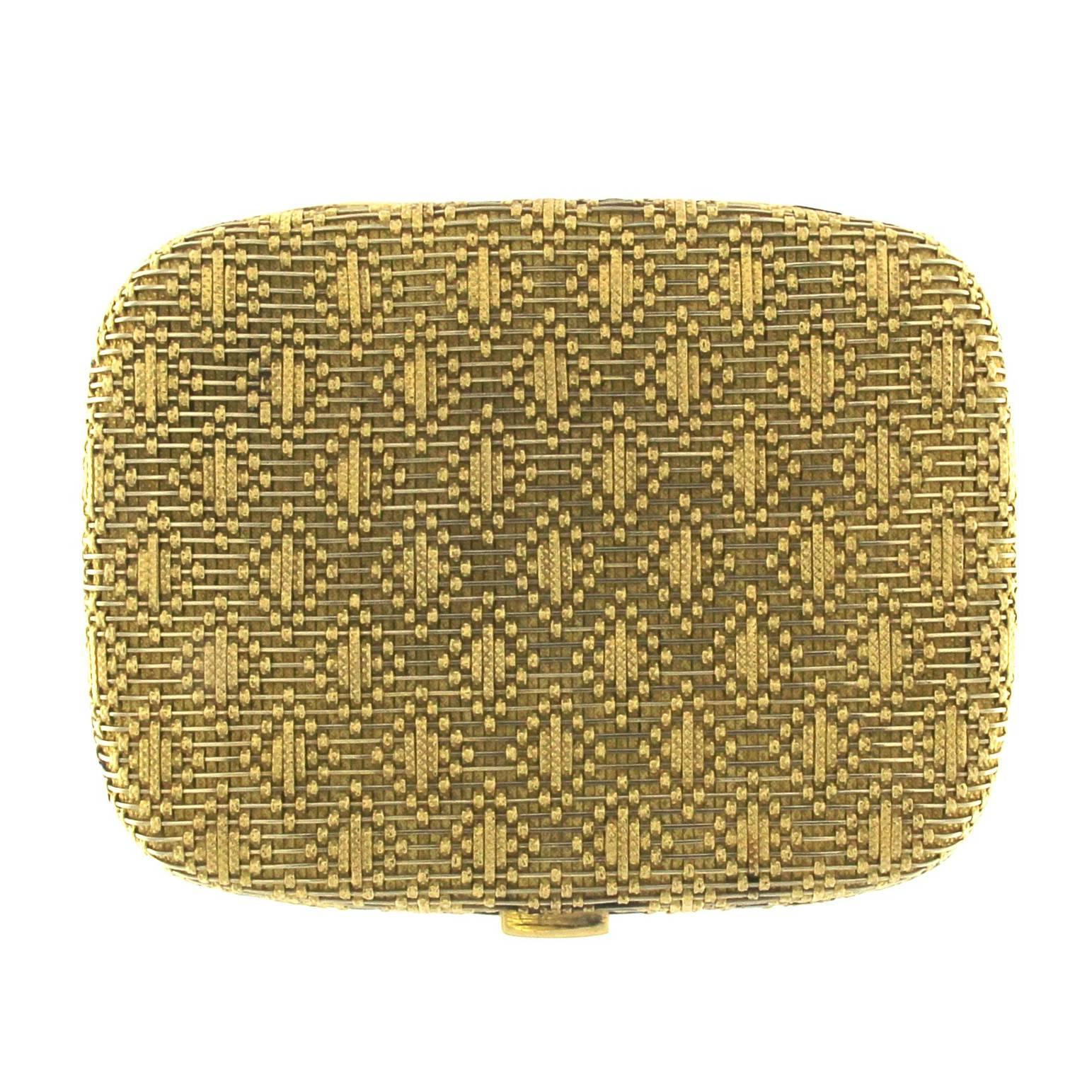 Art nouveau Poudrier en or 18 carats avec boîte compacte authentique en vente