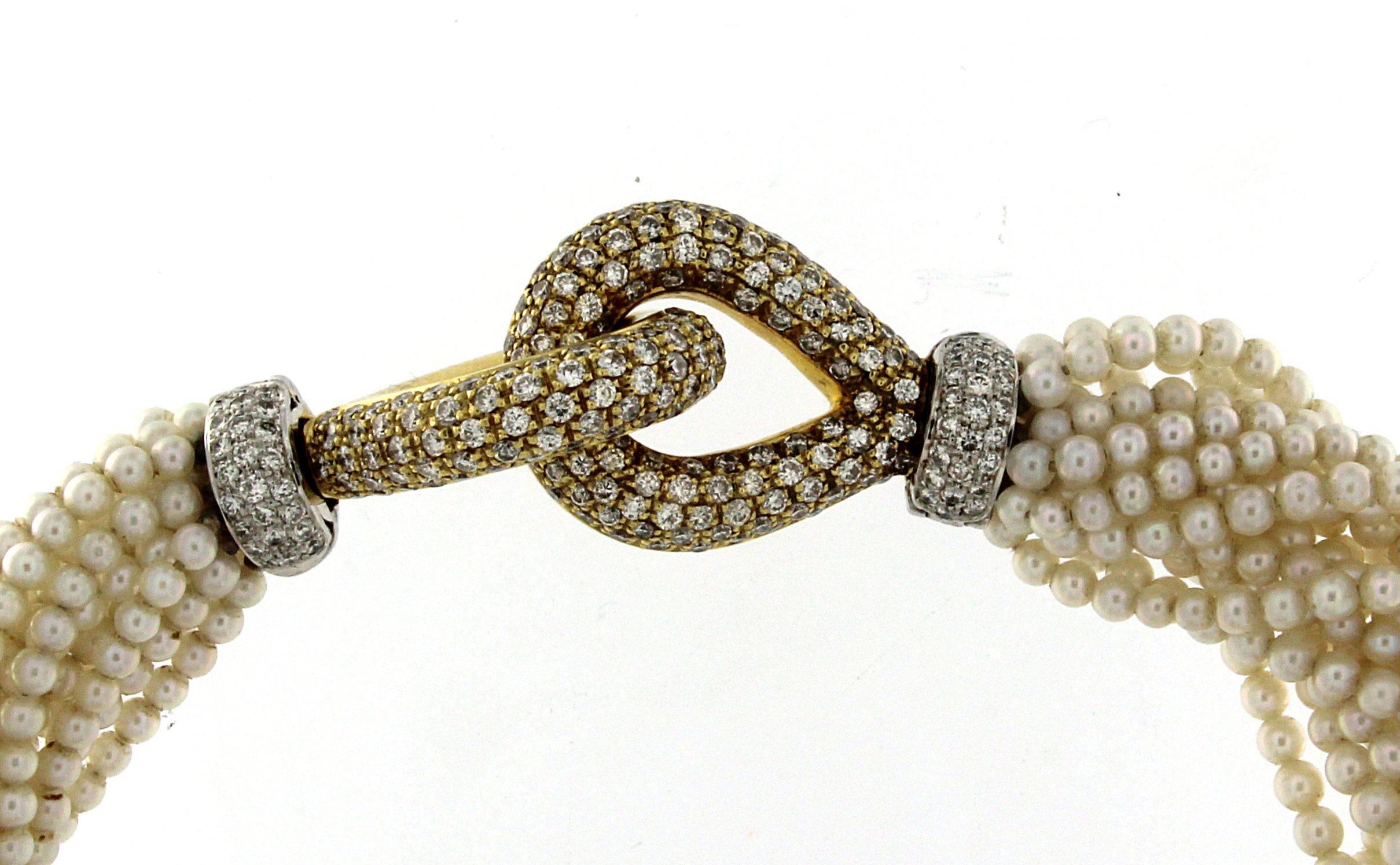 Women's Interchangeable Multi-Threaded Pearls Hematite, Coral and 18 Karat Gold Diamond