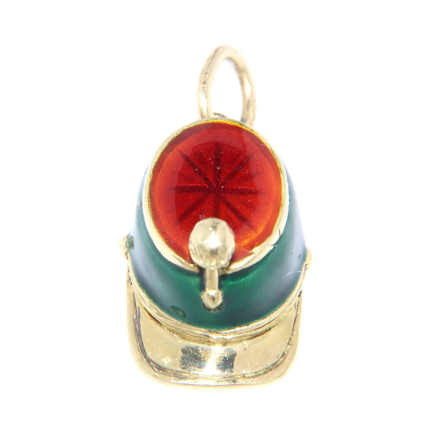 Enameled Pendant Cap from Bargais in 18 Karat Gold In New Condition In Milano, Lombardia