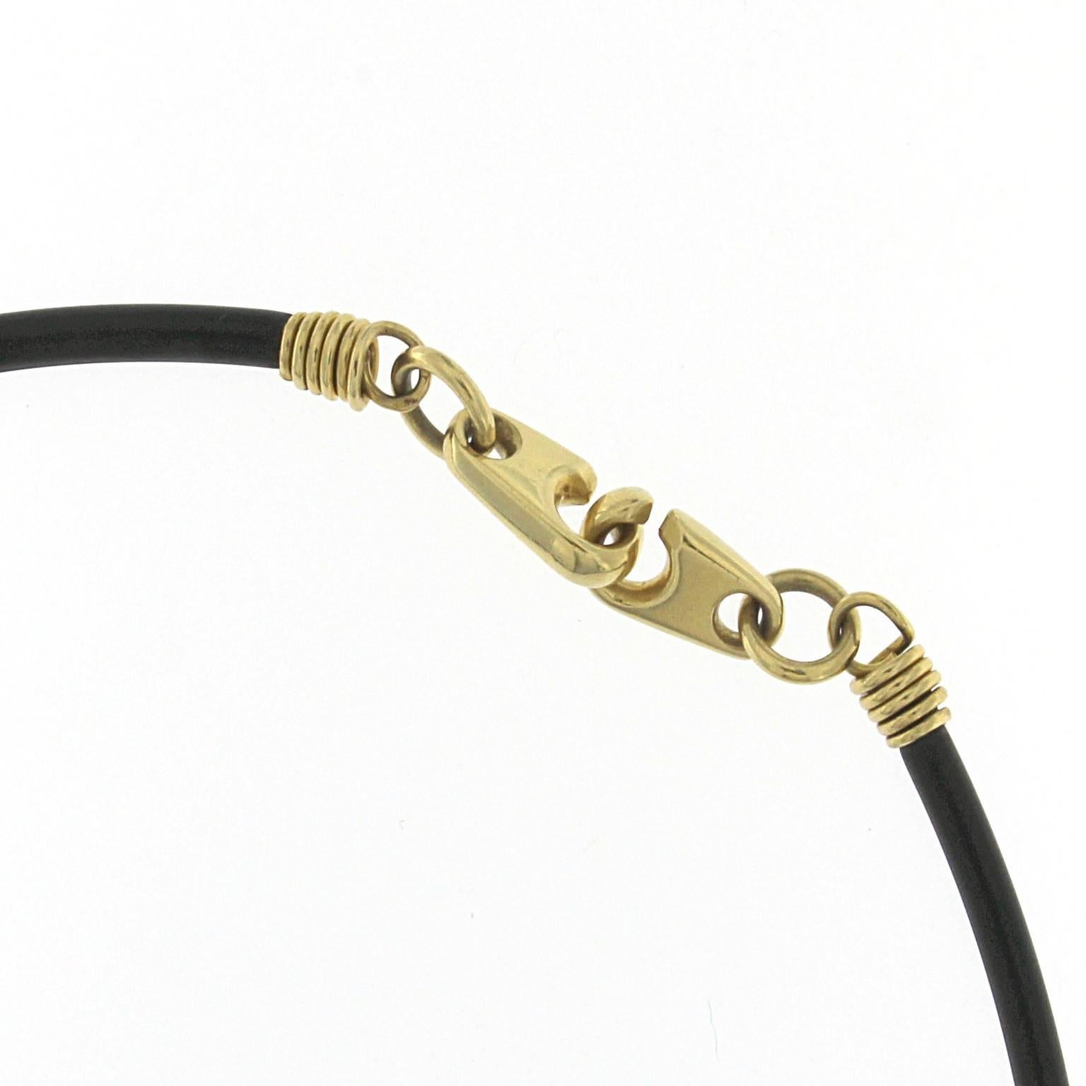 Women's or Men's Rubber Cord with Lobster Clasp in Yellow Gold