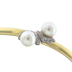 Contrast 18k Bracelet with Pearls and Diamonds