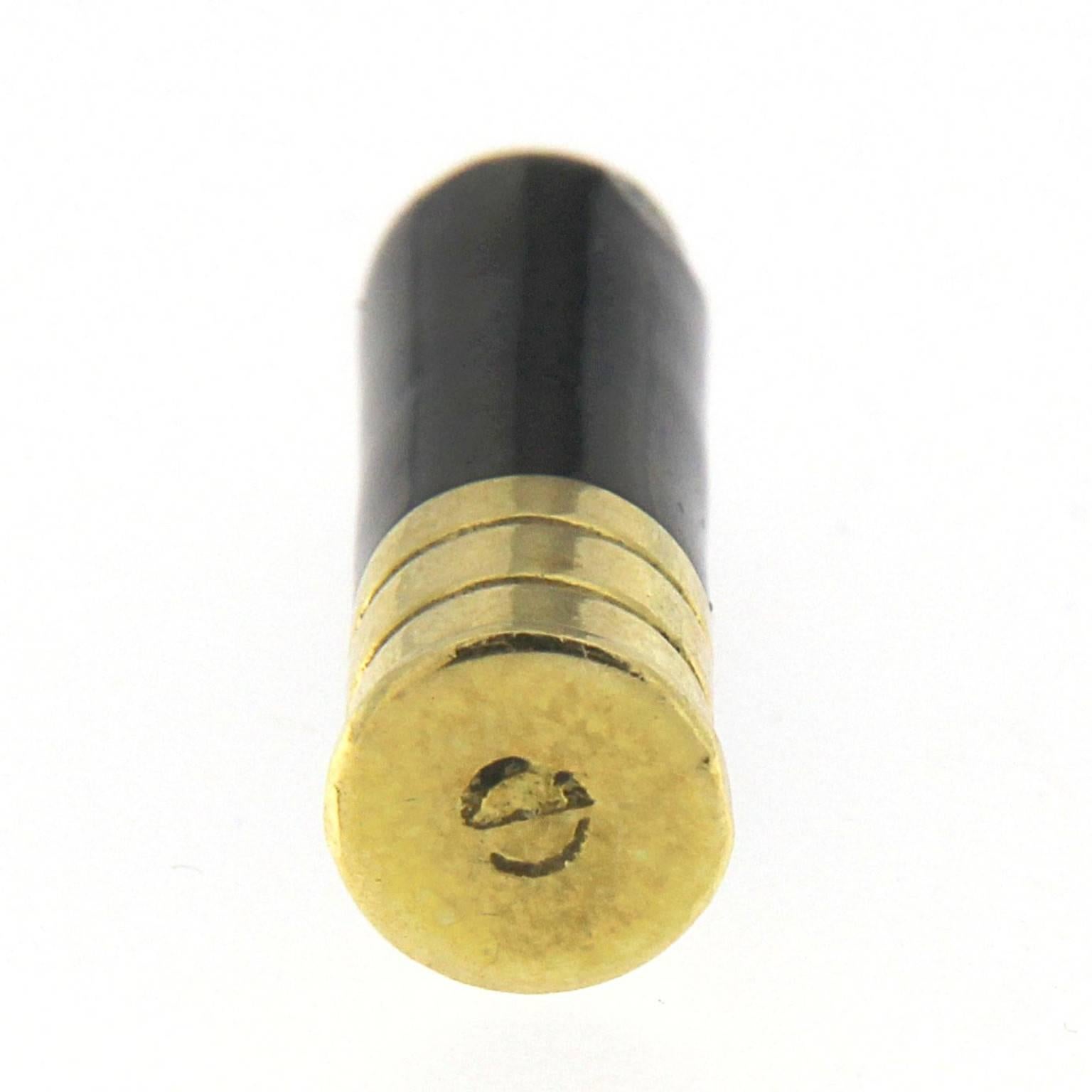 Black Enamelled Bullet in 18 Karat Yellow Gold In New Condition In Milano, Lombardia