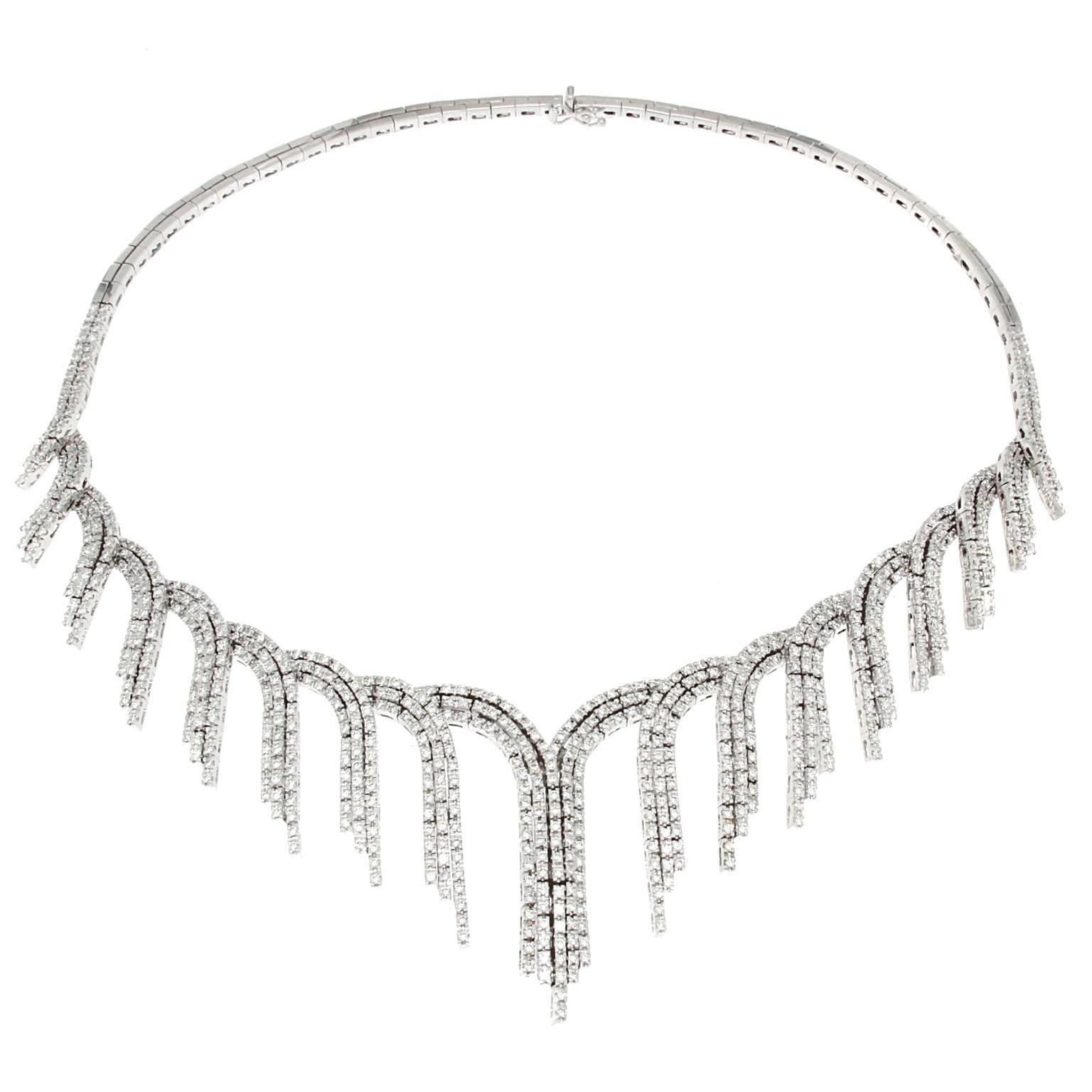 "Peacock" Collection 18K Gold Diamond Necklace