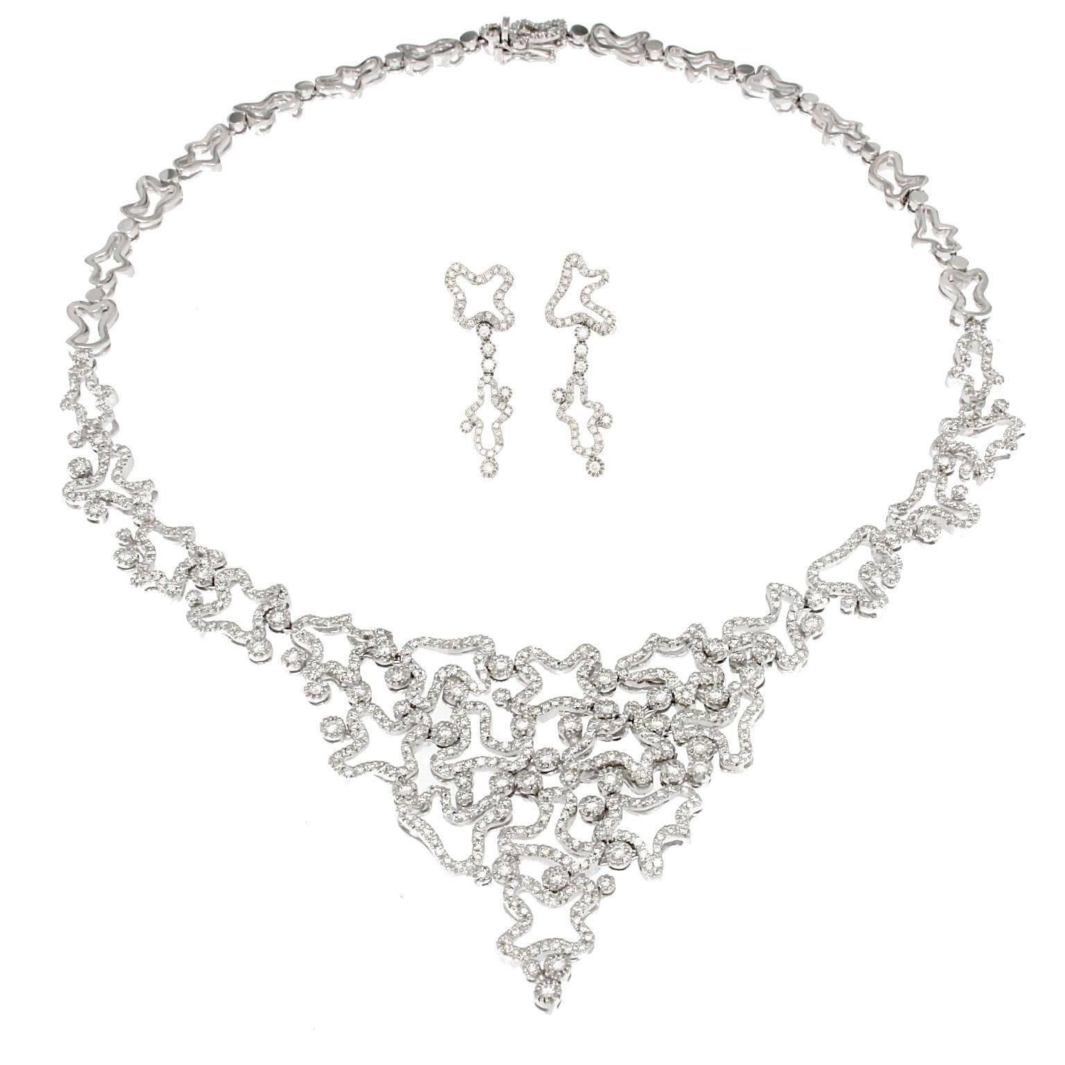 Gold Bullion Necklace with White Diamonds – "Spotted" Collection