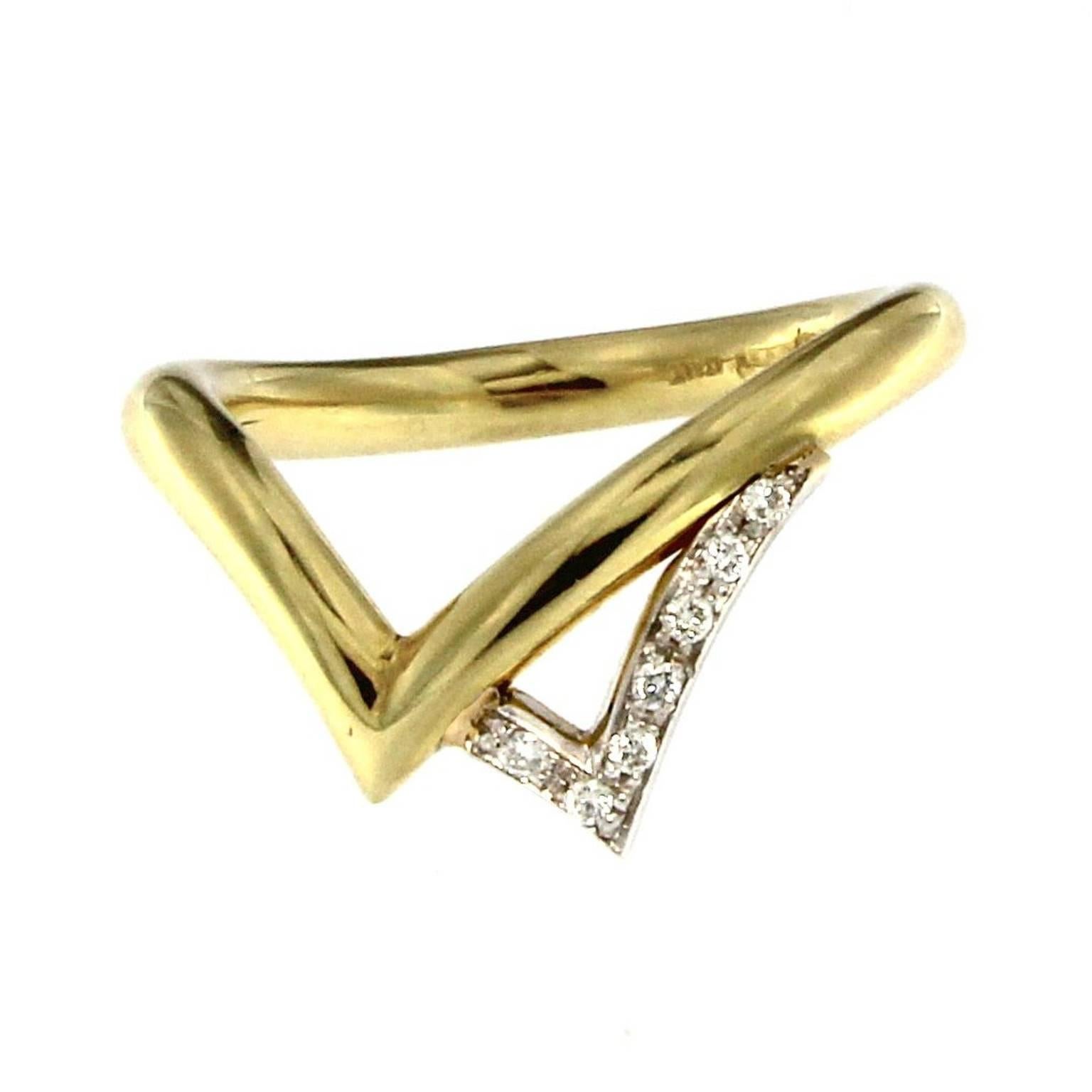Ring aus Gelb- und Weißgold mit Diamanten im Zustand „Neu“ im Angebot in Milano, Lombardia