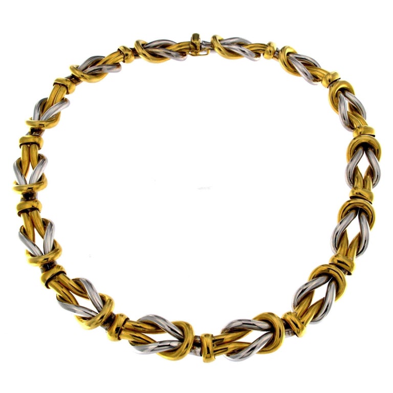 Yellow Gold Double Knot Necklace 18 Karat For Sale at 1stDibs