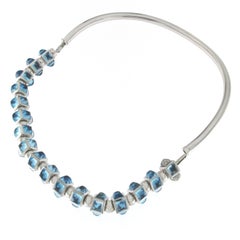 Versatile 18K White Gold Necklace and Bracelet with Topazes and Diamonds