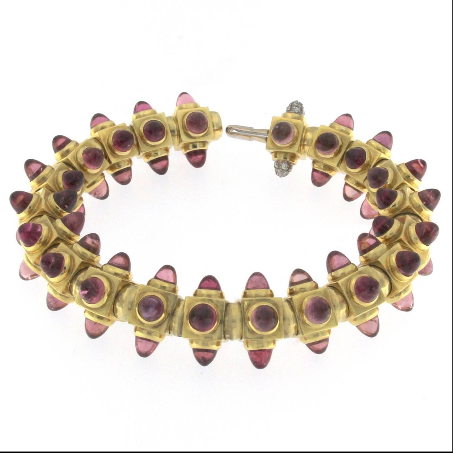 Yellow Gold and Pink Tormaline Bracelet and Necklace 2