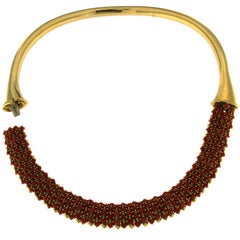 Yellow Gold and Red Coral Convertible Bracelet and Necklace