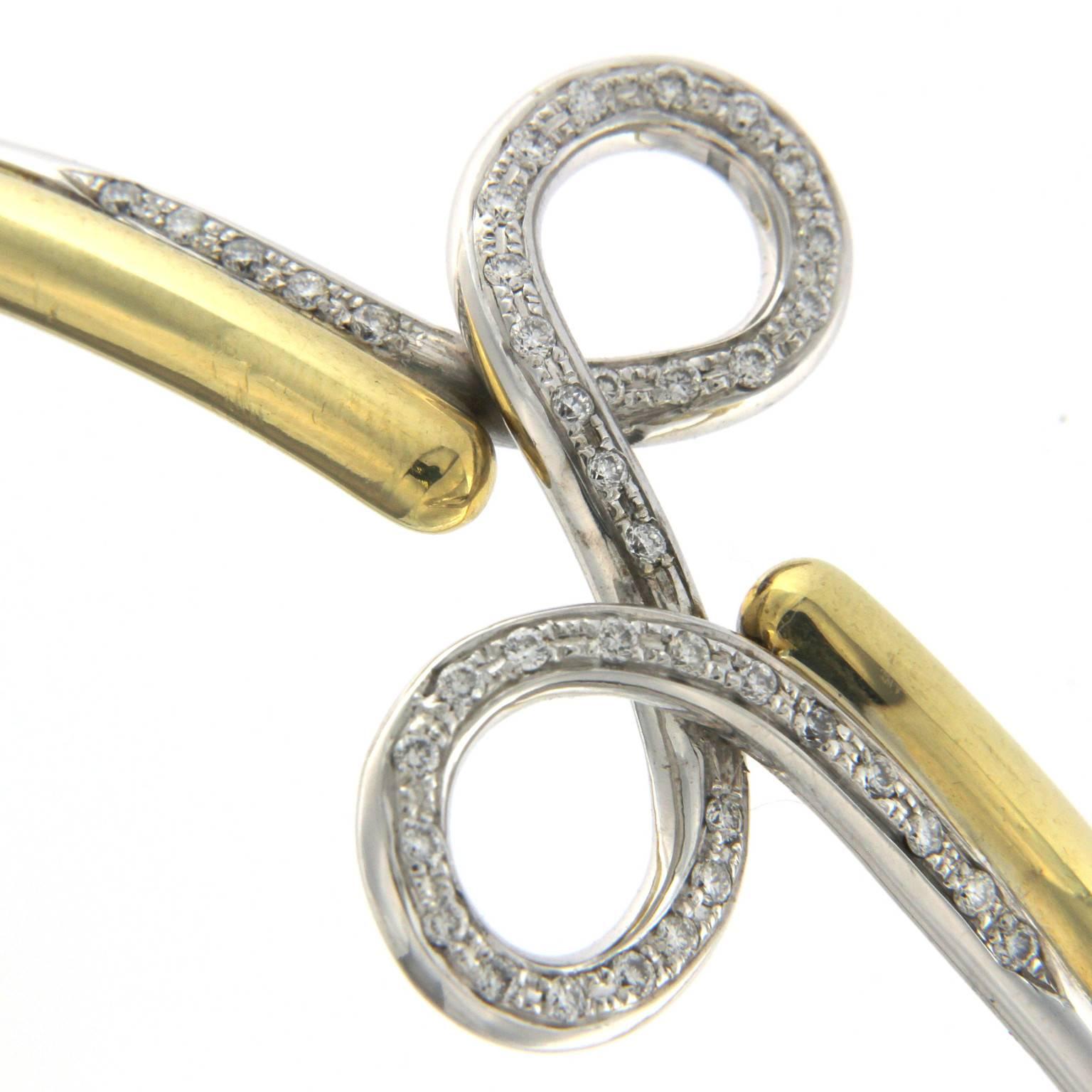 Brilliant Cut Yellow 18 Karat Gold Bracelet and White in Diamond Collection Double Drop For Sale
