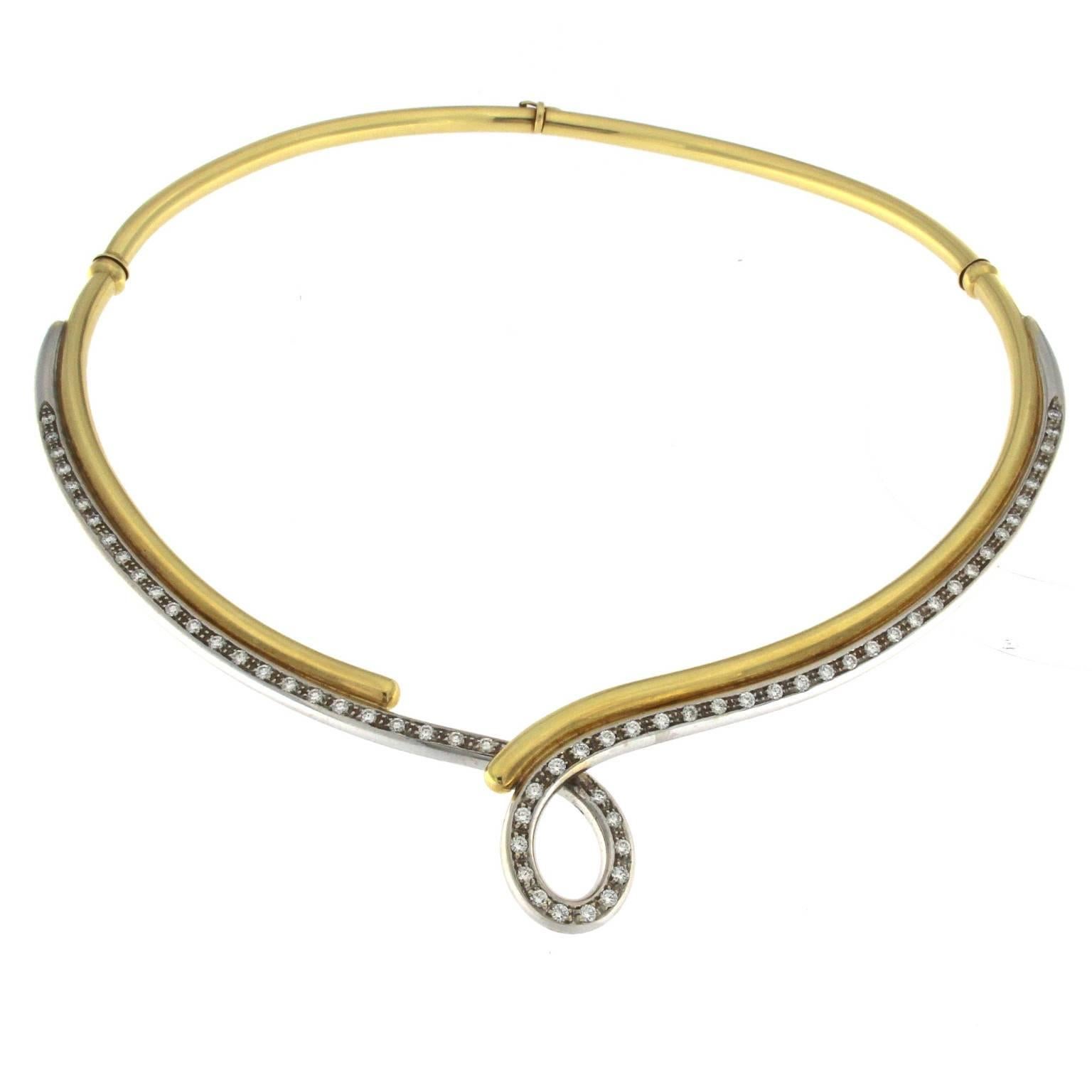 Rigid-Halskette aus Gelb- und Weißgold mit Diamant, Kollektion Teardrop im Zustand „Neu“ im Angebot in Milano, Lombardia