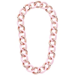 Pink Ceramic Groumette Necklace 18 Karat Rose Gold