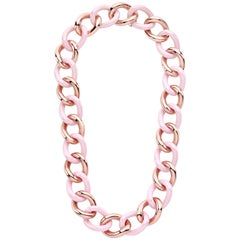 Pink Ceramic Groumette Necklace 18 Karat Rose Gold