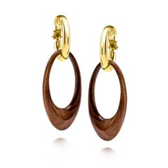 Roberta Collection Earrings in 18k Yellow Gold and Wood *