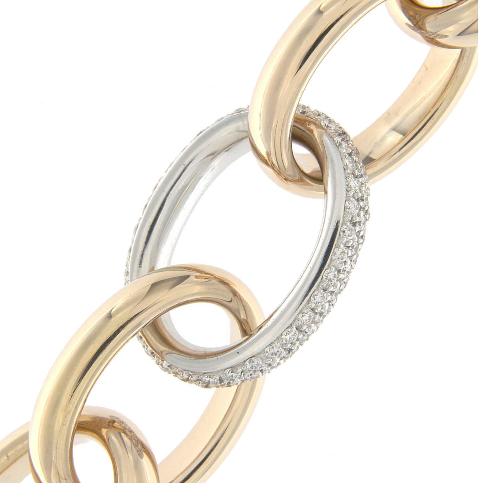 Bracelet Forzatina en or rose 18 carats et diamants blancs Neuf - En vente à Milano, Lombardia