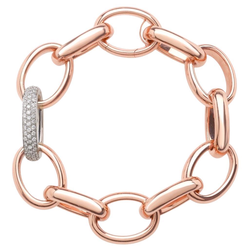 Bracelet Forzatina en or rose 18 carats et diamants blancs en vente