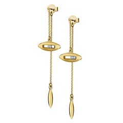 Luke Rose Sliding Diamond Drop Earrings in Yellow Gold