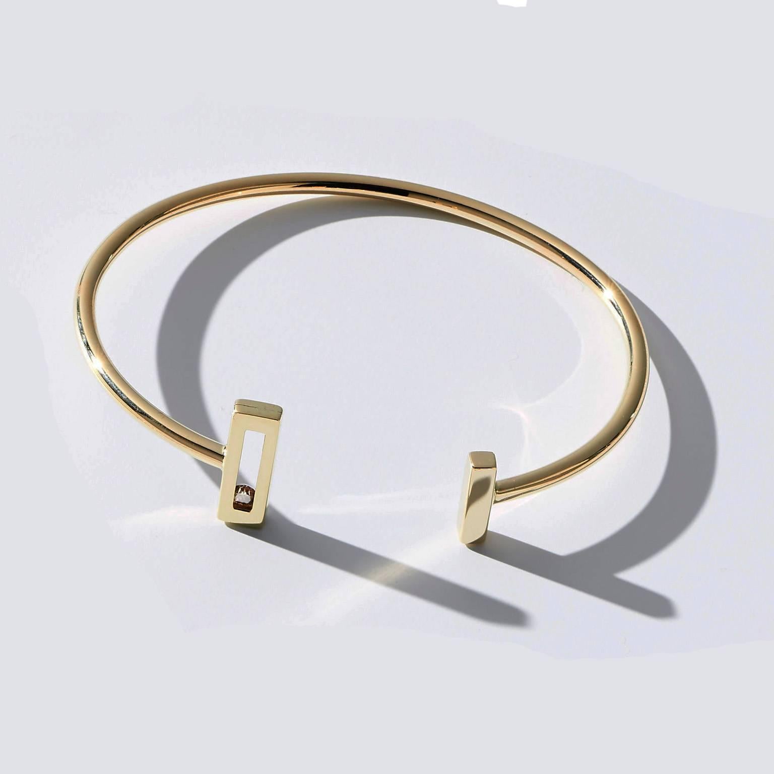 Luke Rose Open Cuff Diamond Yellow Gold  Bangle Bracelet  In New Condition For Sale In Sydney, AU