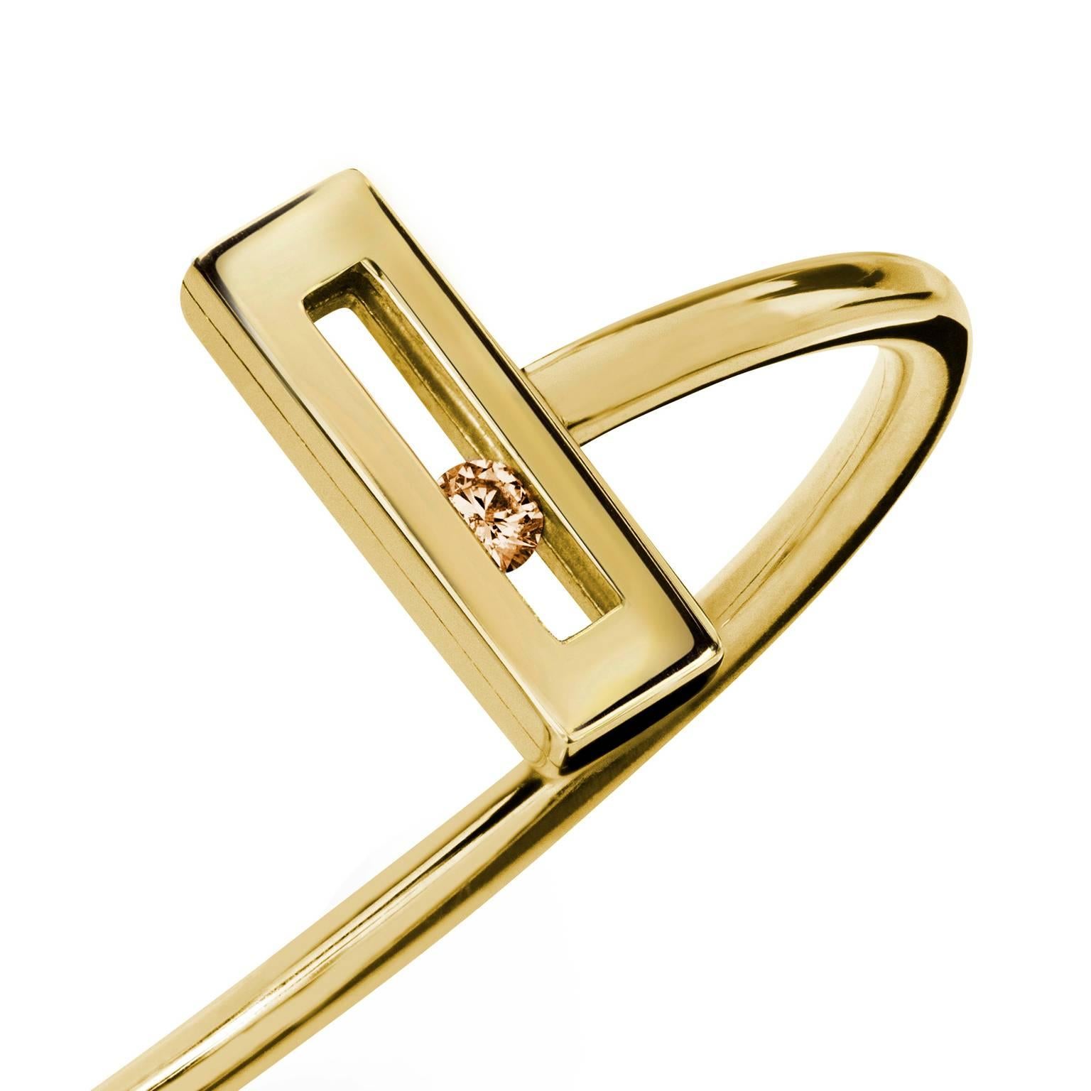 Women's Luke Rose Open Cuff Diamond Yellow Gold  Bangle Bracelet  For Sale