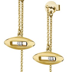 Luke Rose Sliding Diamond Drop Earrings in Yellow Gold