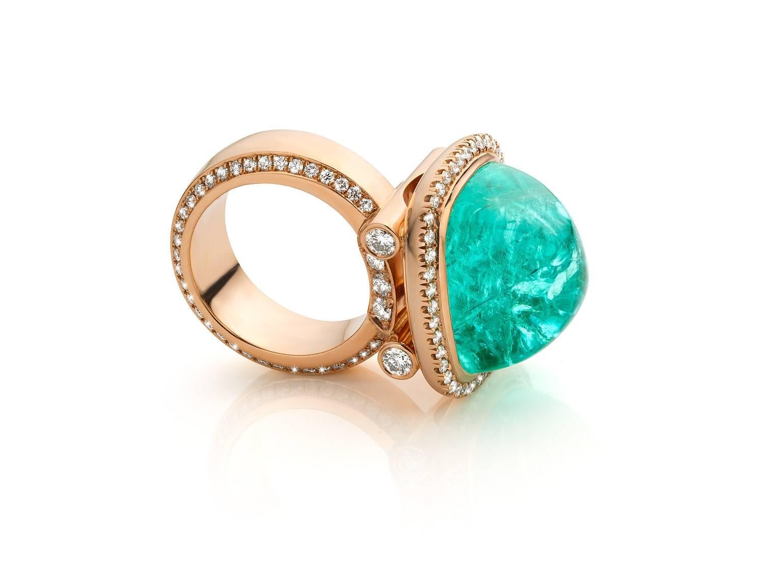 Jochen Leën 31 Carat Paraïba Tourmaline Diamond Pave 18 Karat Cocktail Ring In New Condition For Sale In Antwerp, BE
