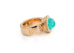 Neon Luxury Paraiba Tourmaline Pave Diamond 18 Karat Gold Cocktail Ring