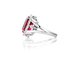 Jochen Leën  Rubellite White Diamond Tourmaline 18 Karat Gold Cocktail Ring