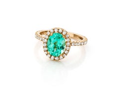 1, 97 Carat Paraiba Tourmaline Solitaire VVS1 E Diamond Solitaire Engagement Ring