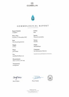 Gübelin Certified 5.47 Carat Paraiba Pear Shape Tourmaline