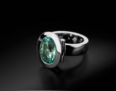 Contemporary Mint Aquamarine Ring Diamond Gold Ring by Jochen Leën