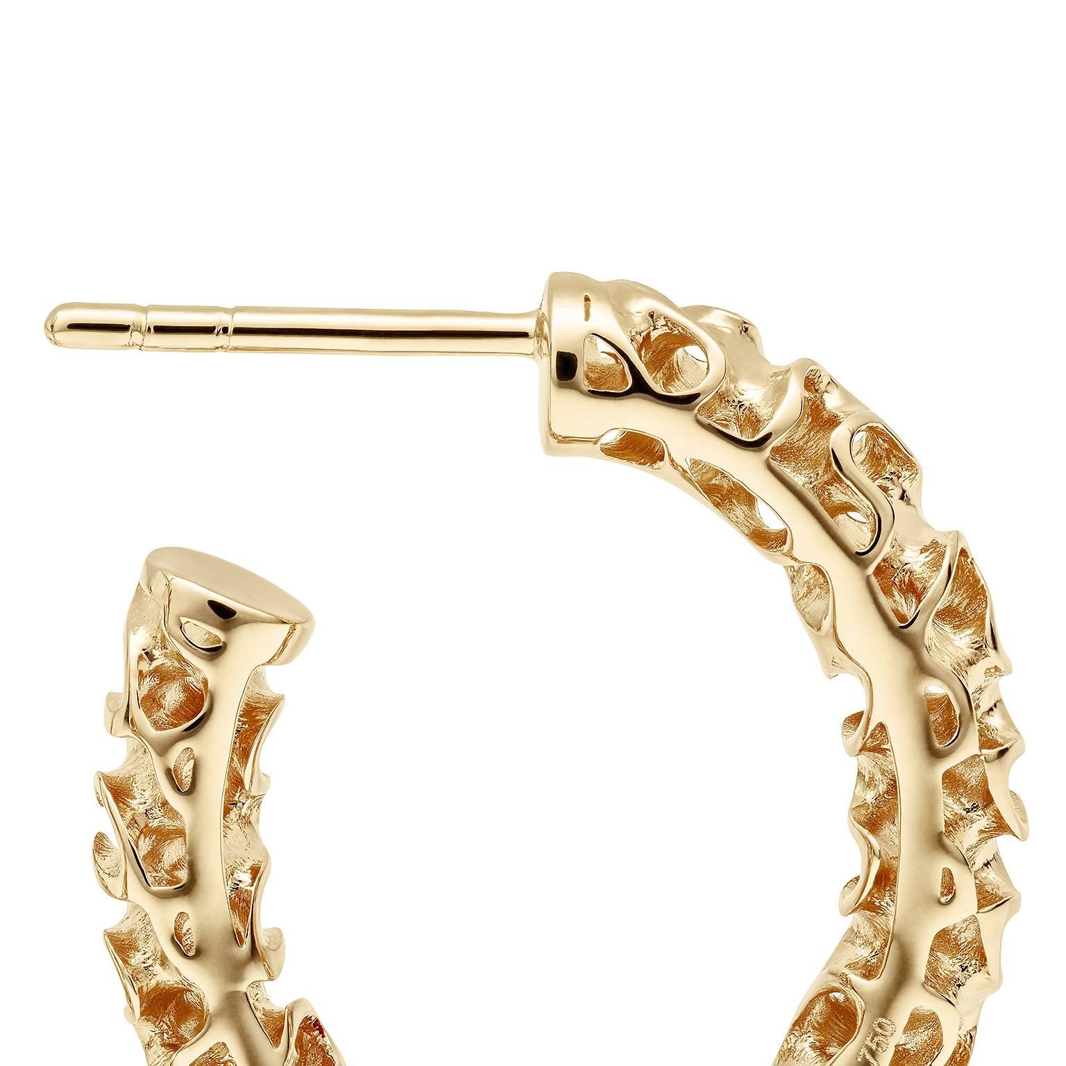 Contemporary Towe Norlen Silk Open-Work Yellow Gold Hoop Earrings For Sale