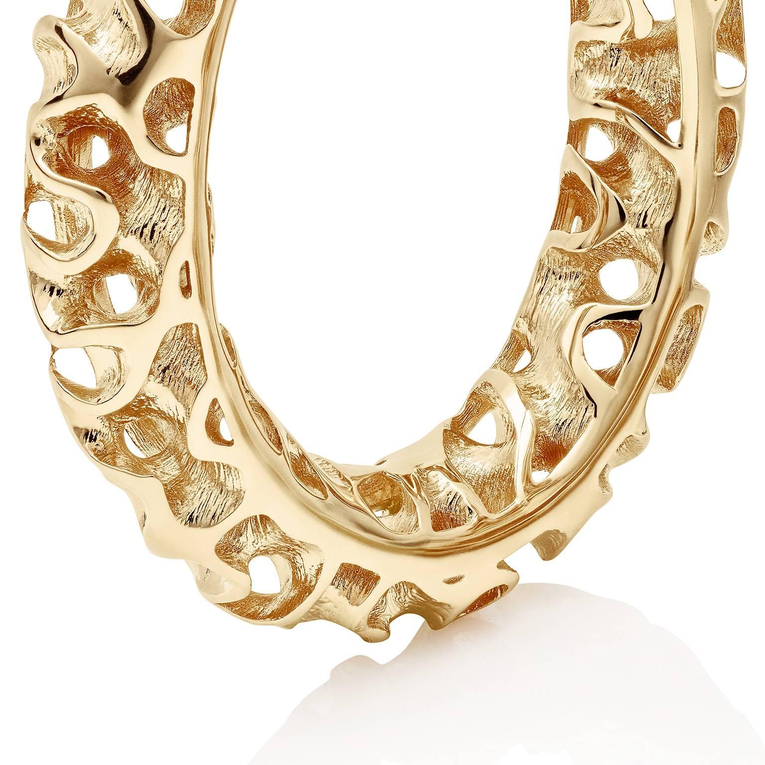 Towe Norlen Silk Open-Work Yellow Gold Hoop Earrings For Sale 1