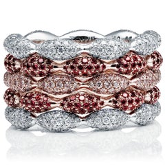 Towe Norlen Cupido 4.56 Carat Contemporary Diamond and Ruby Stackable Rings