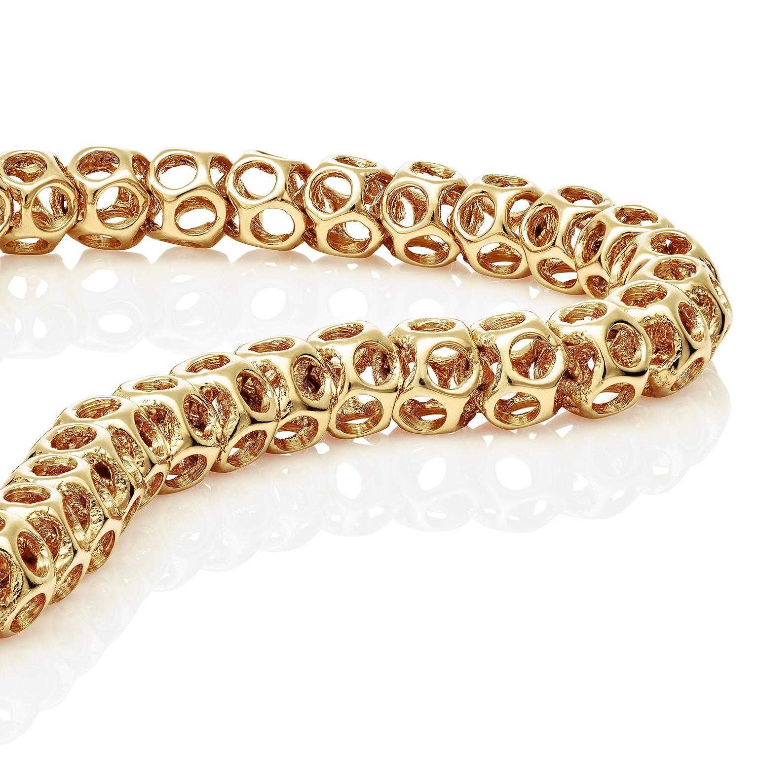 Towe Norlen Corail Contemporary Yellow Gold Laser Sintered Chain Bangle Bracelet For Sale 3