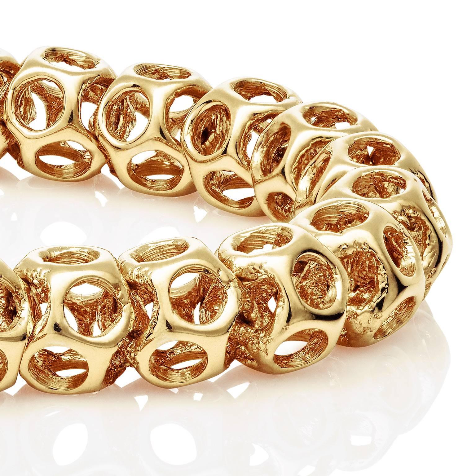 Towe Norlen Corail Contemporary Yellow Gold Laser Sintered Chain Bangle Bracelet For Sale 4