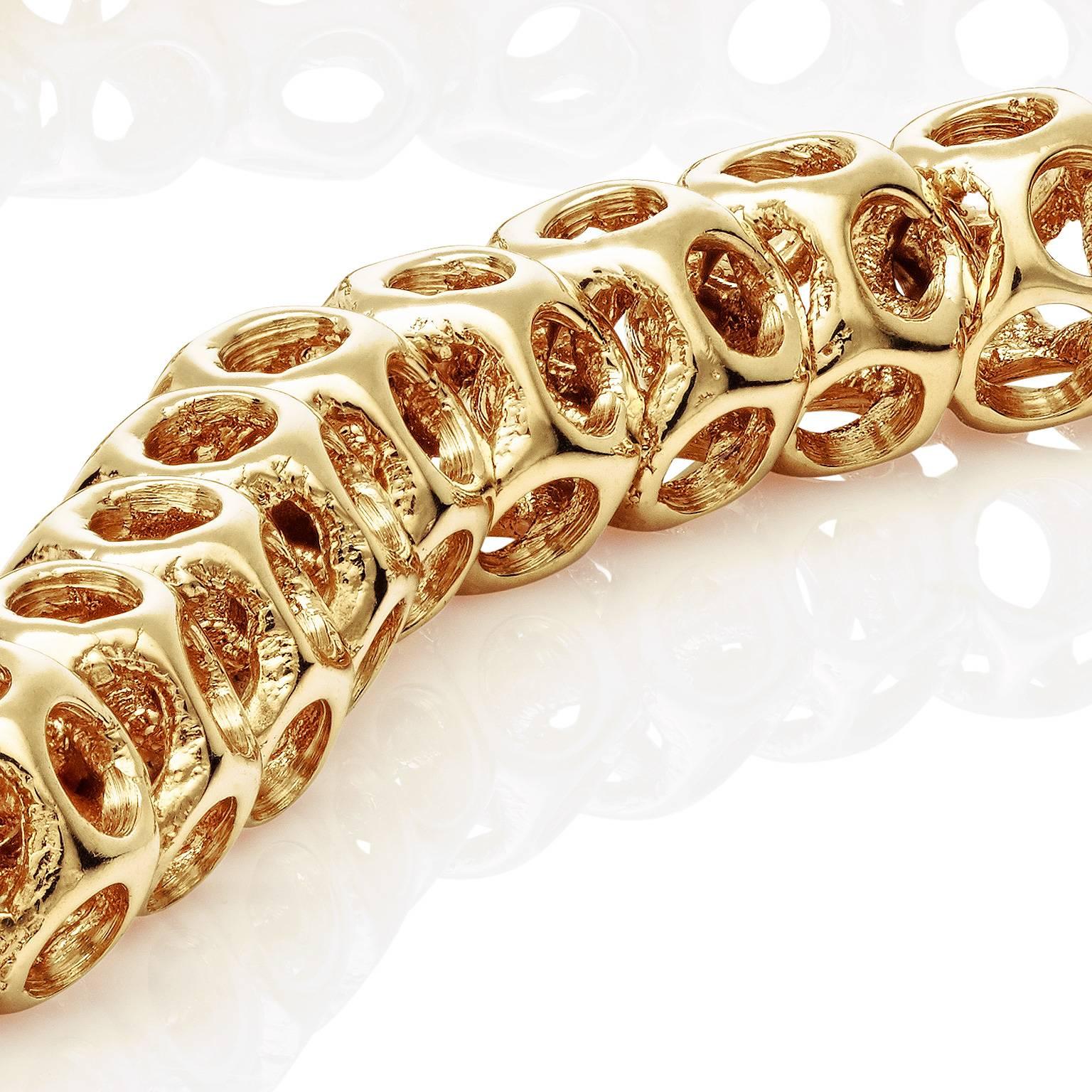 Towe Norlen Corail Contemporary Yellow Gold Laser Sintered Chain Bangle Bracelet For Sale 5