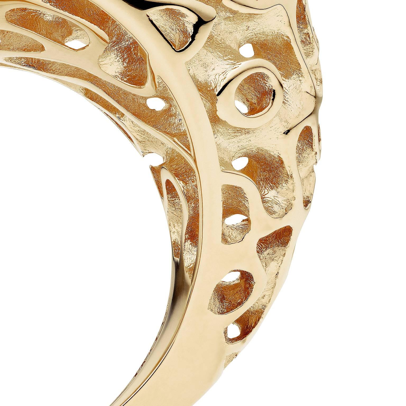 Women's Towe Norlen Dune Silk Yellow Gold Bombe Dome Cocktail Ring For Sale