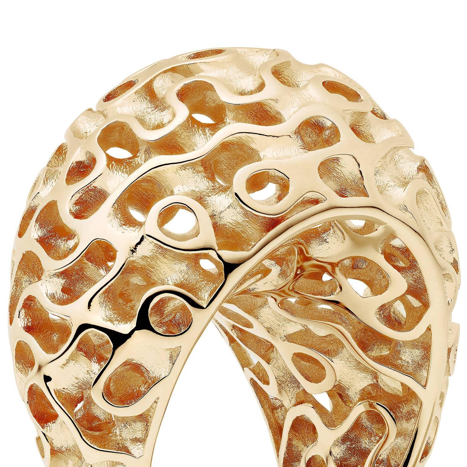 Towe Norlen Dune Silk Yellow Gold Bombe Dome Cocktail Ring For Sale 2