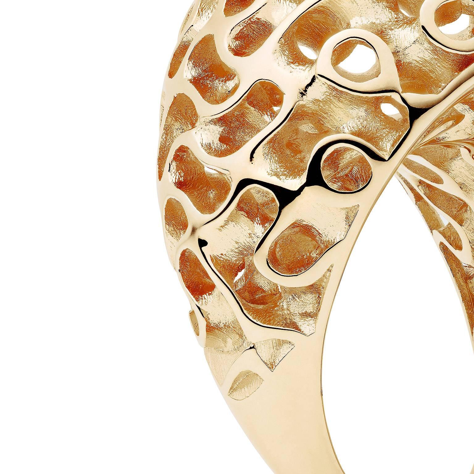 Towe Norlen Dune Silk Yellow Gold Bombe Dome Cocktail Ring For Sale 3