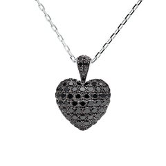 Towe Norlen 2 Carat Contemporary Black Diamond Heart Pendant Necklace