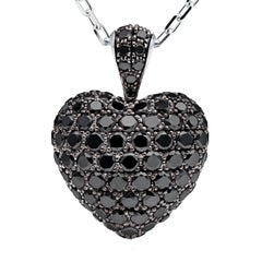 Towe Norlen 2 Carat Contemporary Black Diamond Heart Pendant Necklace